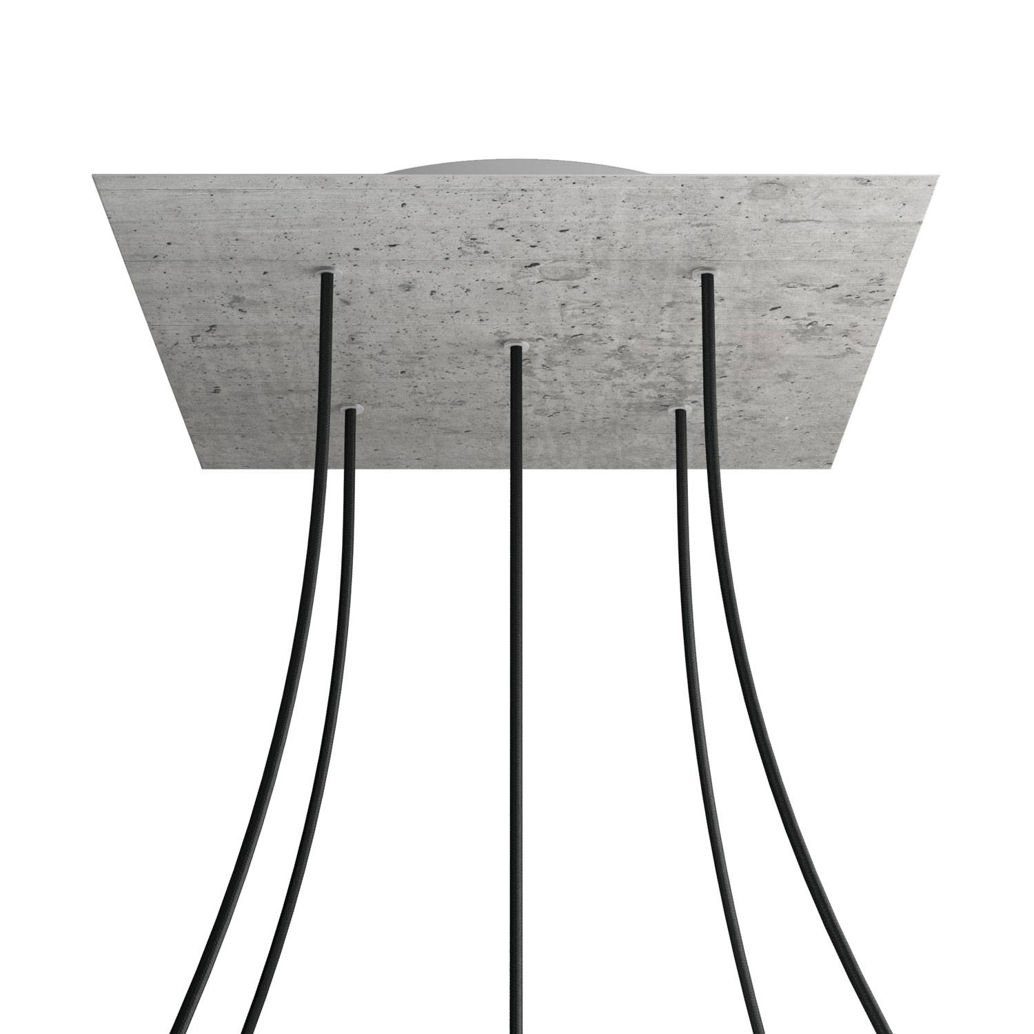 Rosone XXL Rose-One quadrato, 400 mm con 5 fori e 4 fori laterali - Cemento Bianco