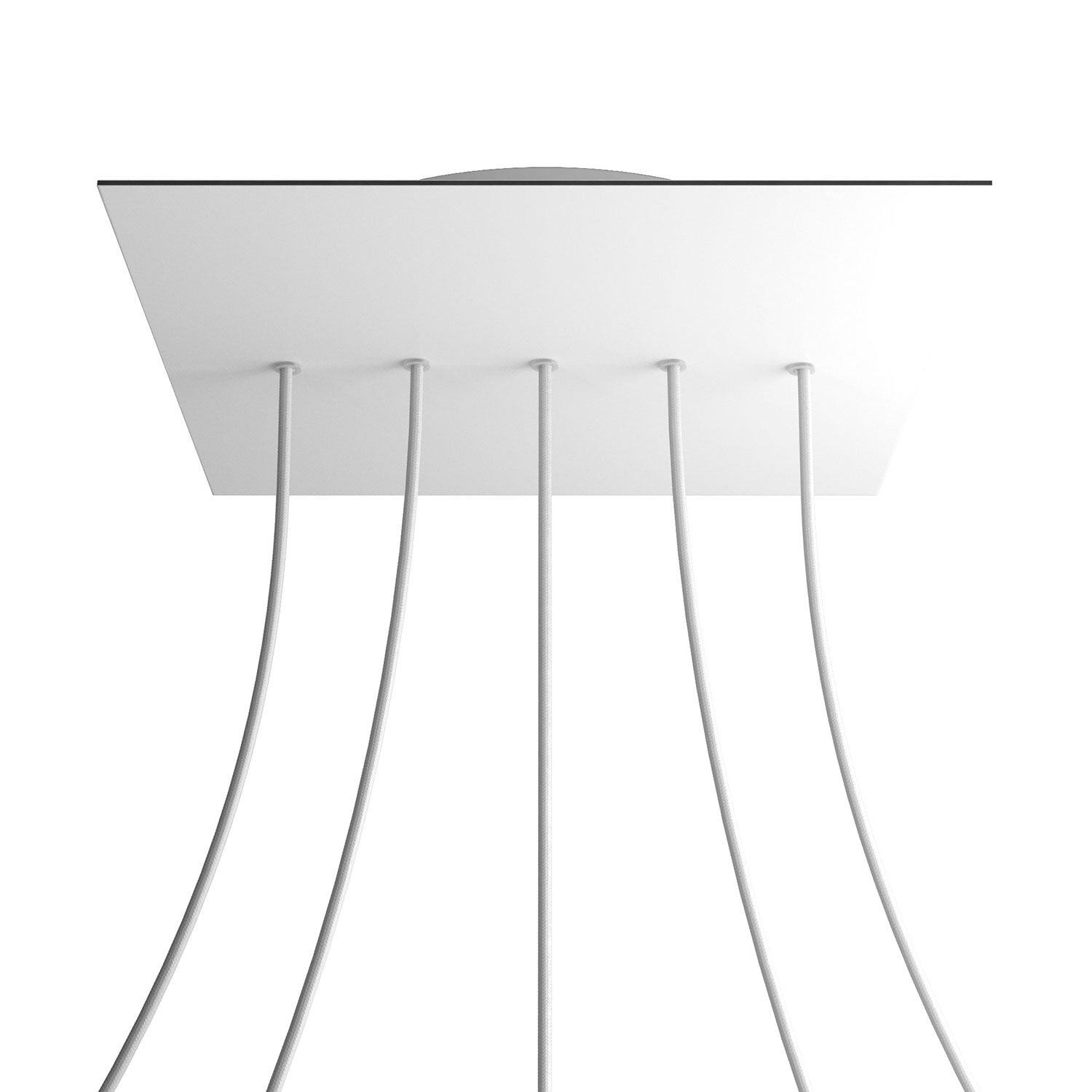 Rosone XXL Rose-One quadrato, 400 mm con 5 fori in linea e 4 fori laterali - Bianco opaco Bianco