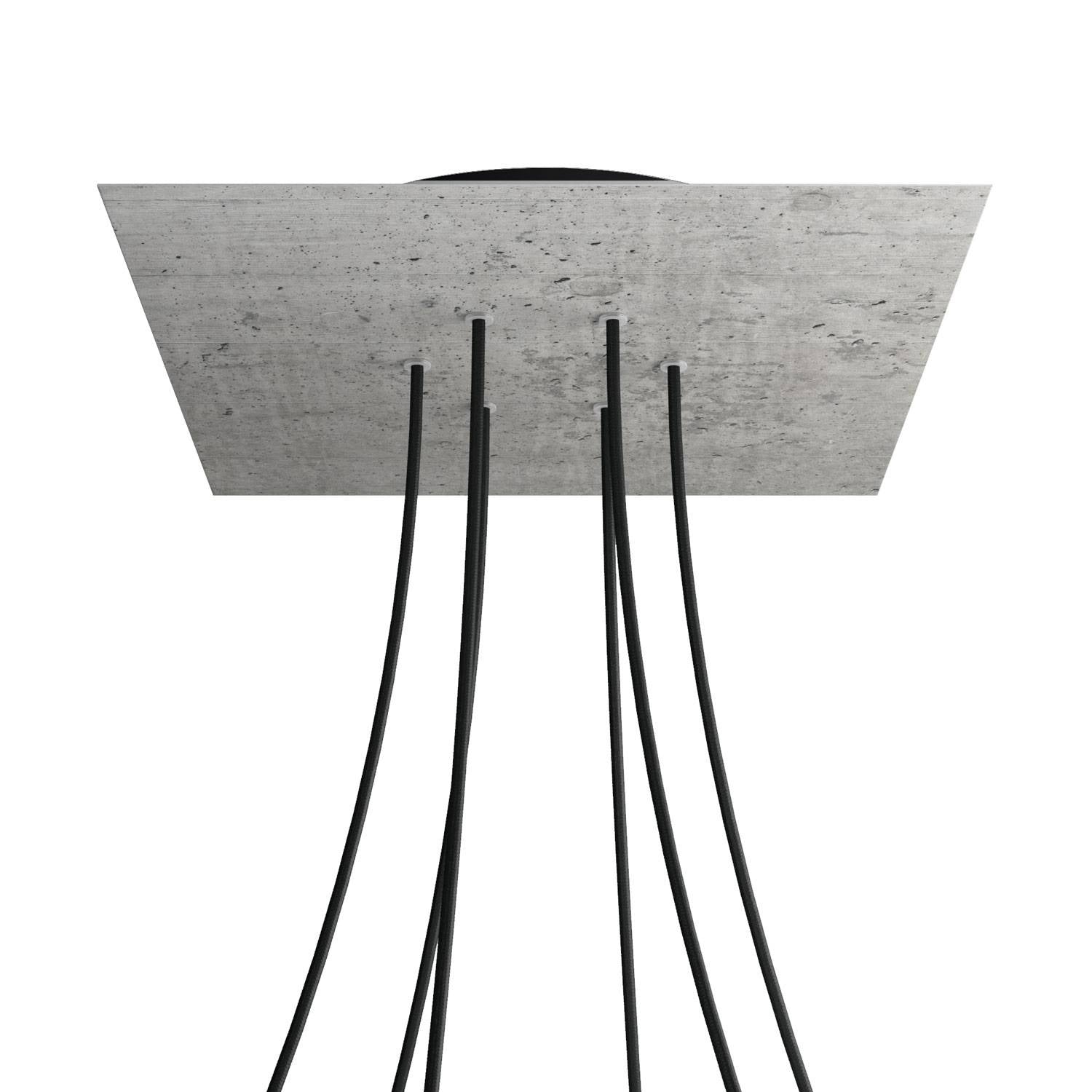 Rosone XXL Rose-One quadrato, 400 mm con 6 fori e 4 fori laterali - Cemento Nero