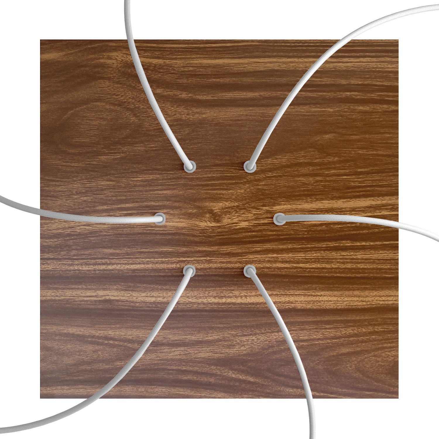 Rosone XXL Rose-One quadrato, 400 mm con 6 fori e 4 fori laterali - Legno Bianco