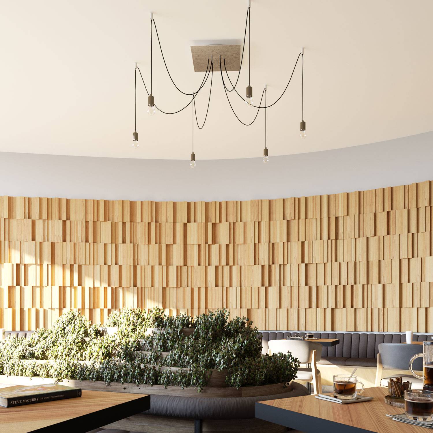 Rosone XXL Rose-One quadrato, 400 mm con 6 fori e 4 fori laterali - Legno Bianco