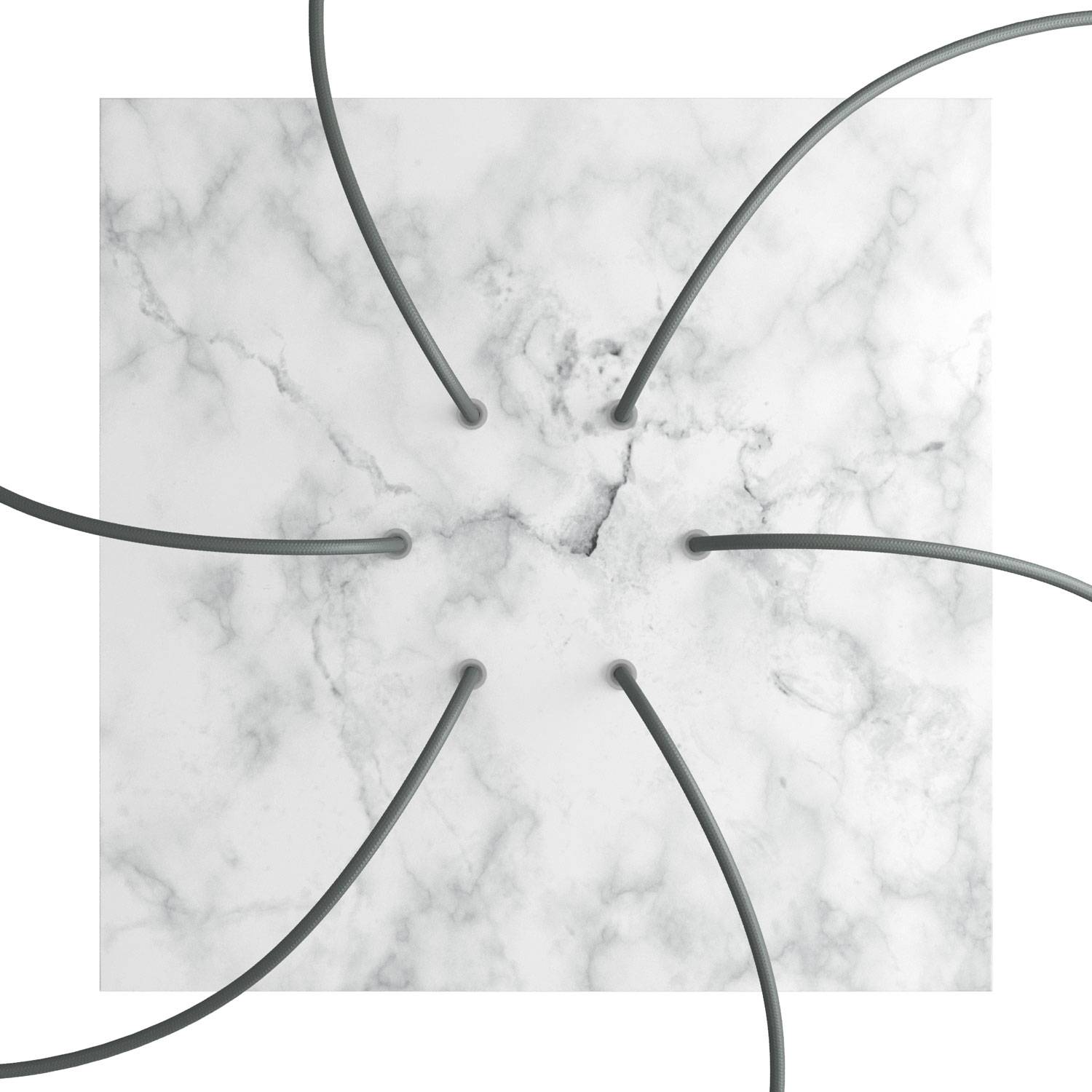 Rosone XXL Rose-One quadrato, 400 mm con 6 fori e 4 fori laterali - Marmo Carrara Bianco