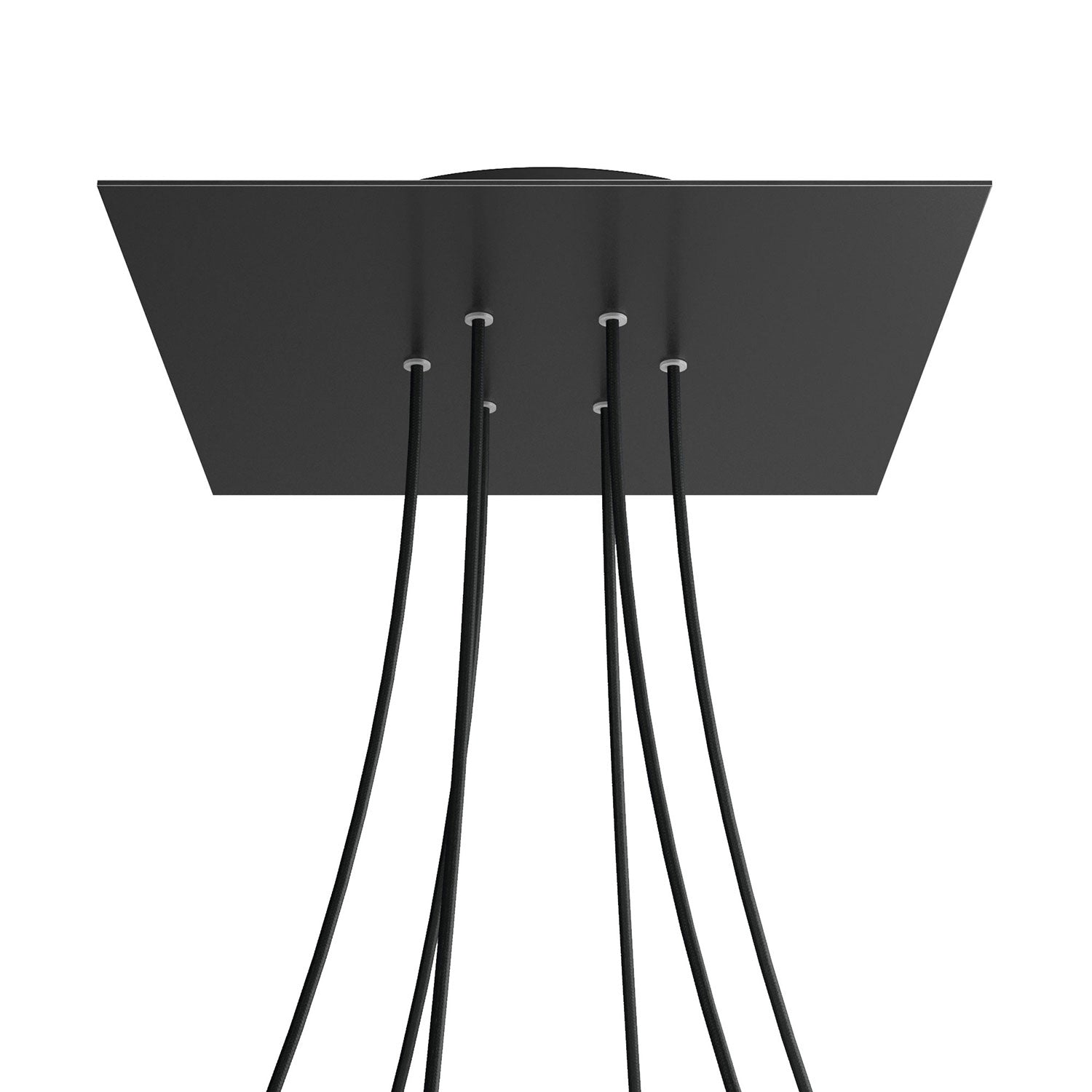 Rosone XXL Rose-One quadrato, 400 mm con 6 fori e 4 fori laterali - Nero opaco Nero