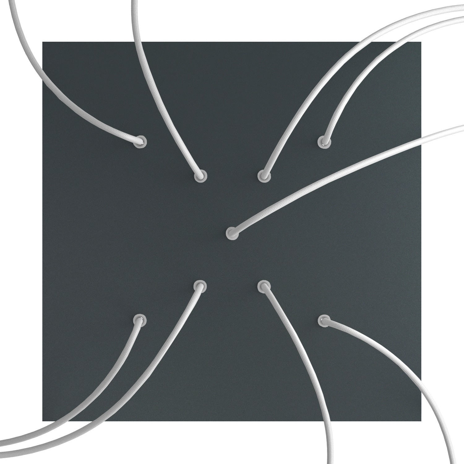 Rosone XXL Rose-One quadrato, 400 mm con 9 fori a X e 4 fori laterali - Antracite Bianco