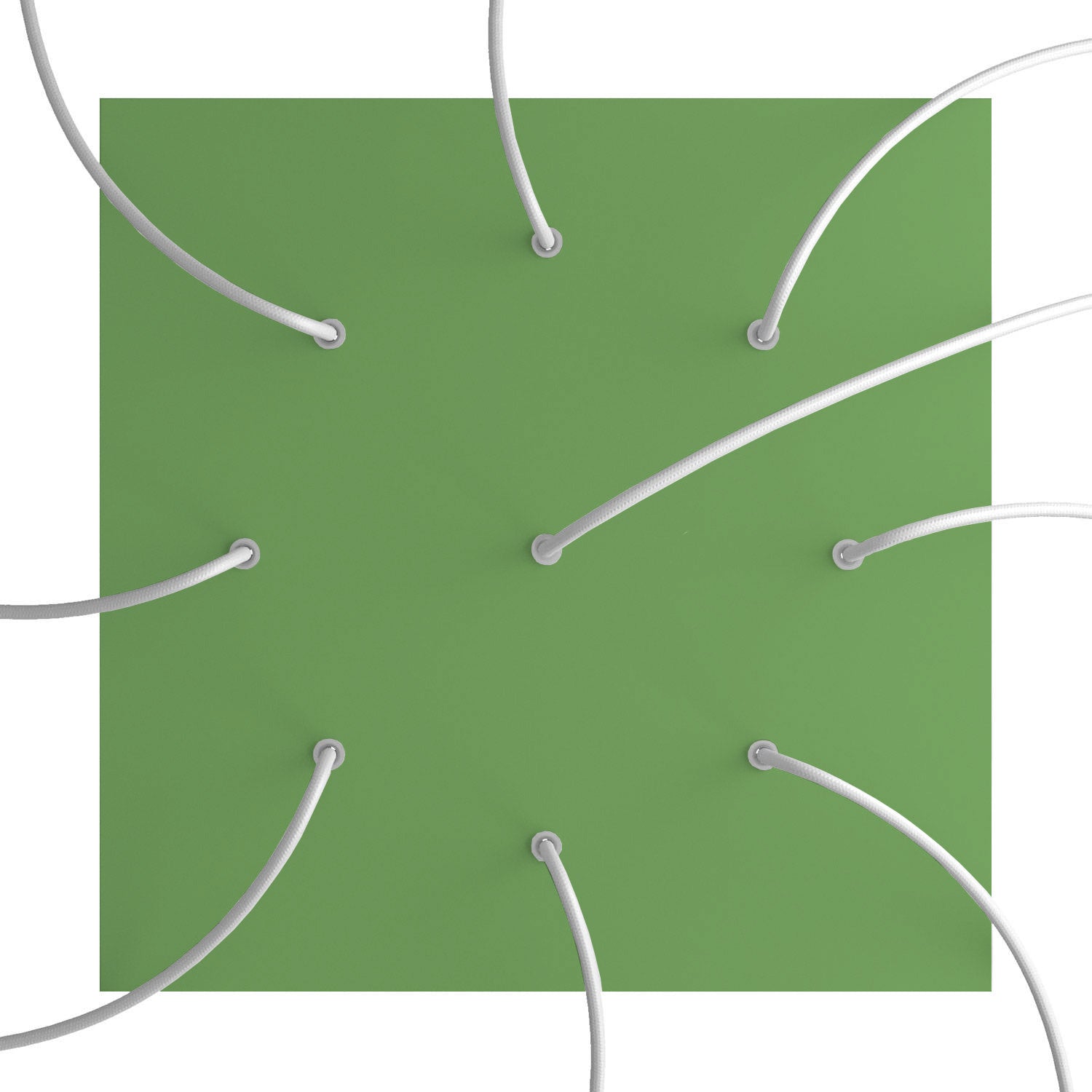 Rosone XXL Rose-One quadrato, 400 mm con 9 fori e 4 fori laterali - Verde prato Bianco