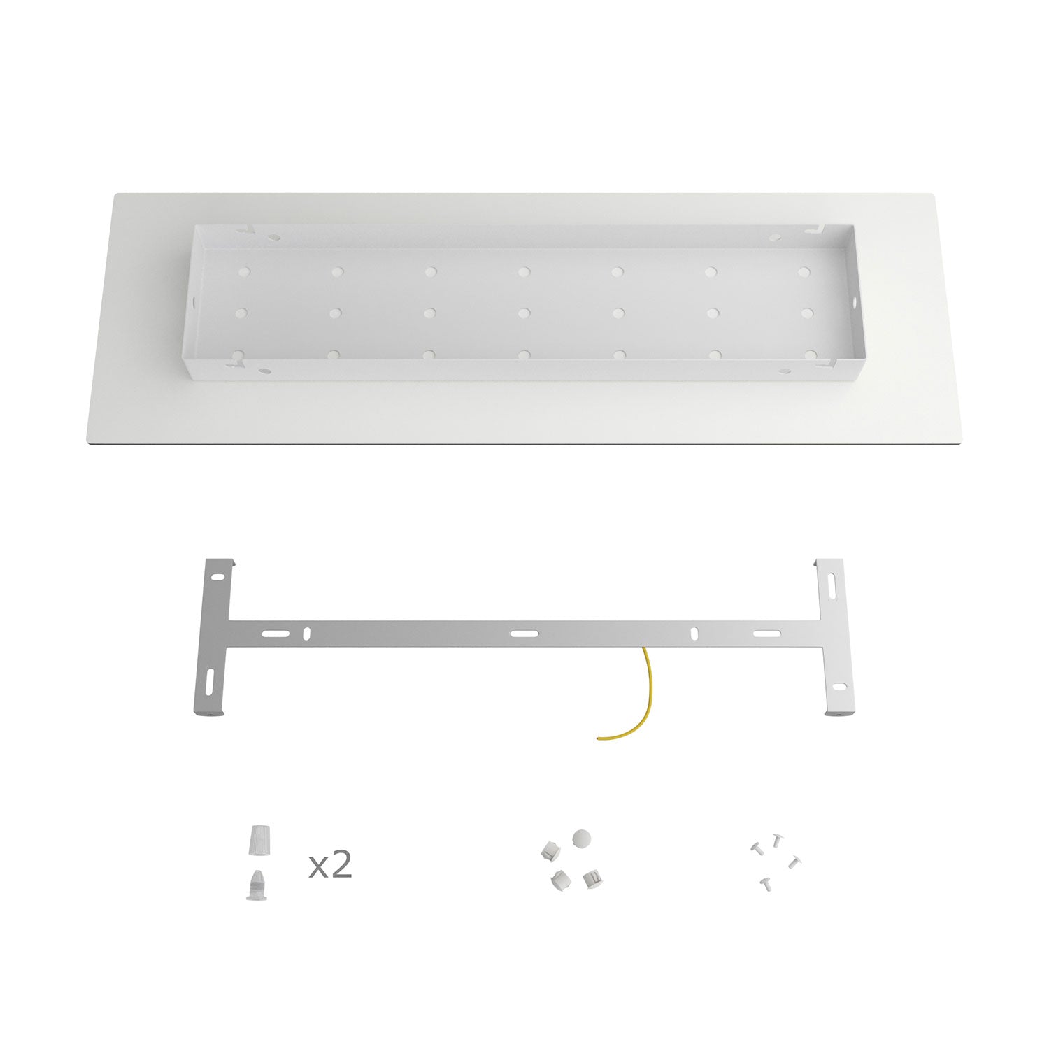 Rosone XXL Rose-One rettangolare a 2 fori e 6 fori laterali, dimensioni 675 x 225 mm - Dibond Rame satinato Bianco