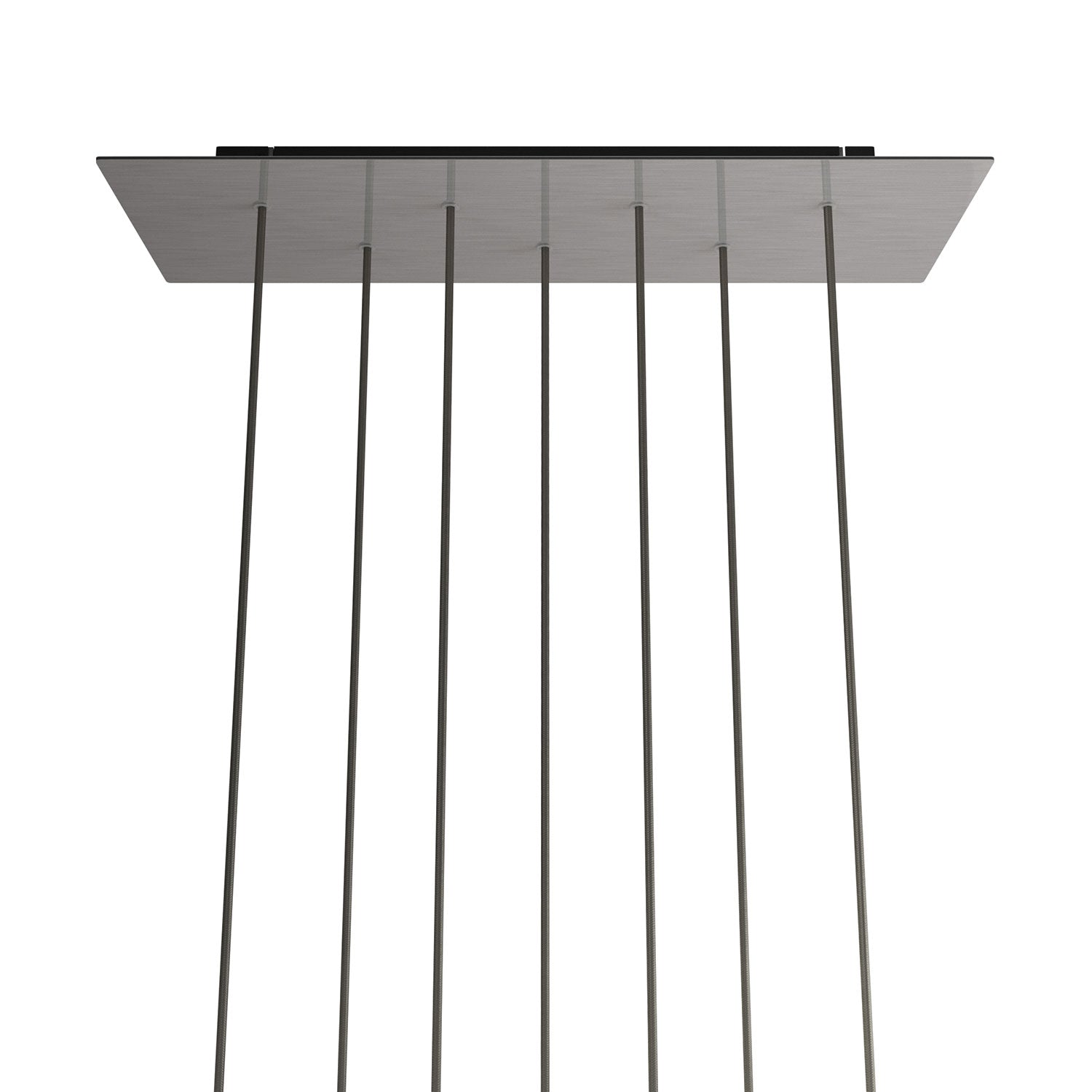 Rosone XXL Rose-One rettangolare a 7 fori e 6 fori laterali, dimensioni 675 x 225 mm - Dibond Acciaio satinato Nero