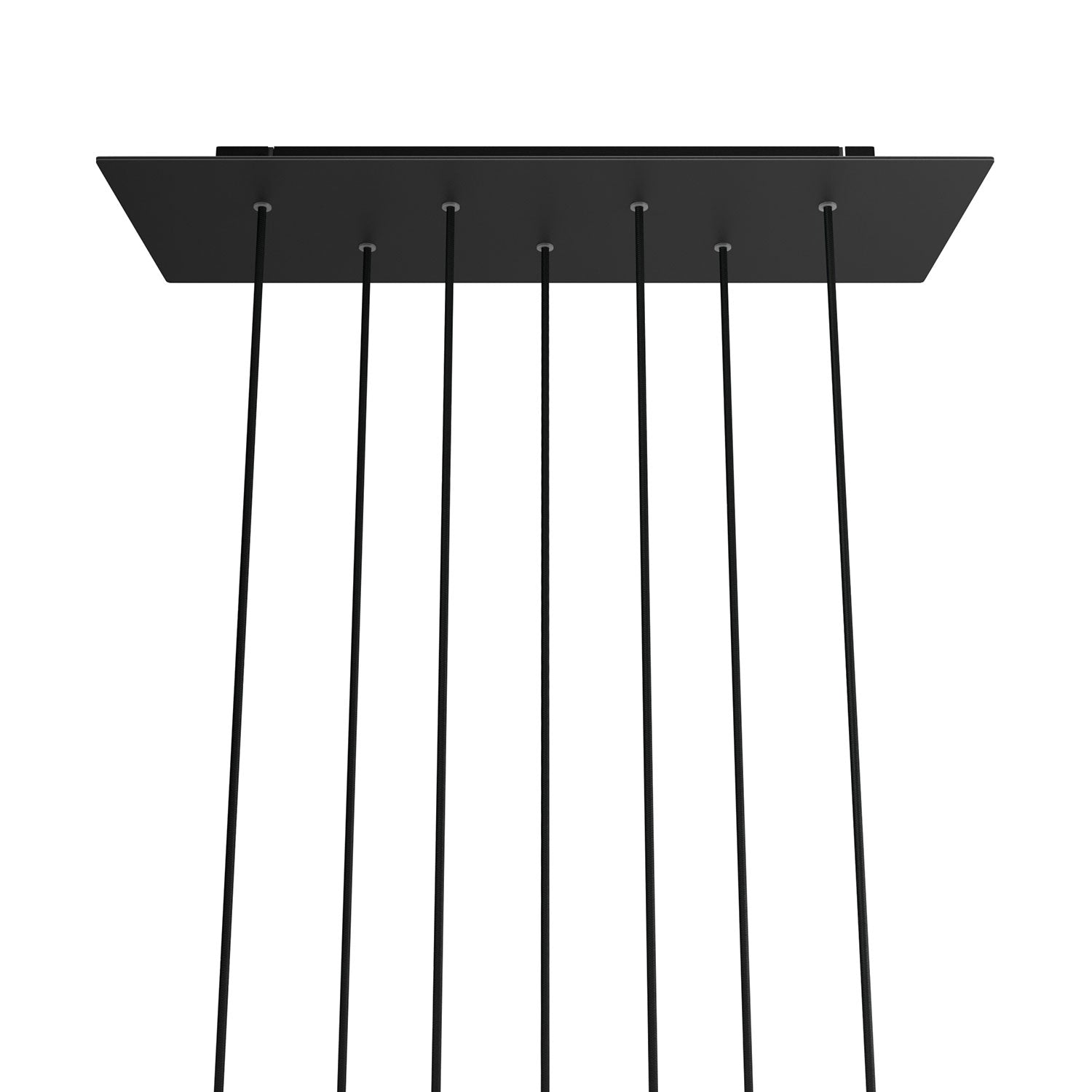 Rosone XXL Rose-One rettangolare a 7 fori e 6 fori laterali, dimensioni 675 x 225 mm - Dibond Nero opaco Nero