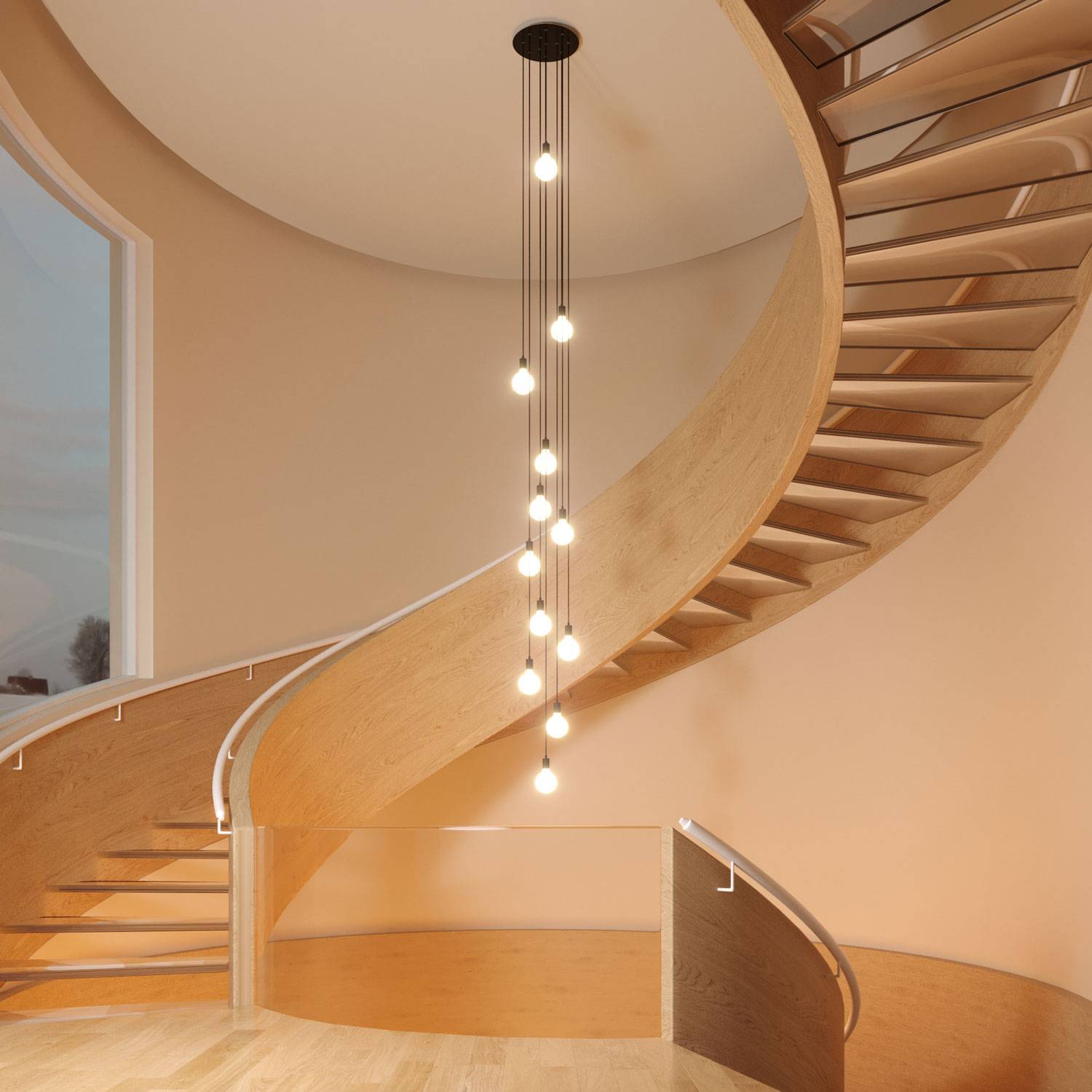 Rosone XXL Rose-One rotondo, diametro 400 mm con 12 fori e 4 fori laterali - Dibond Rame satinato Bianco