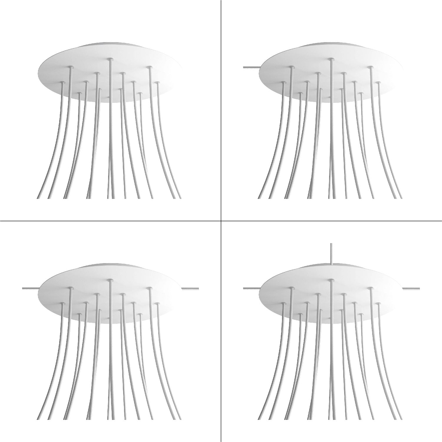 Rosone XXL Rose-One rotondo, diametro 400 mm con 14 fori e 4 fori laterali - Petrolio Bianco