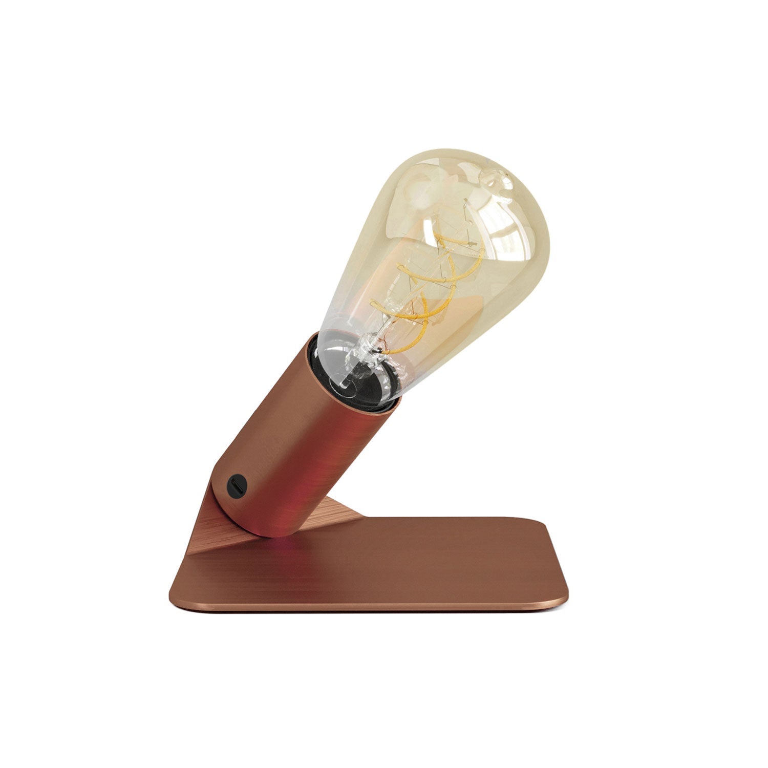 SI! Lampada da tavolo a 5V con lampadina ST64 e base metallica - Rame satinato