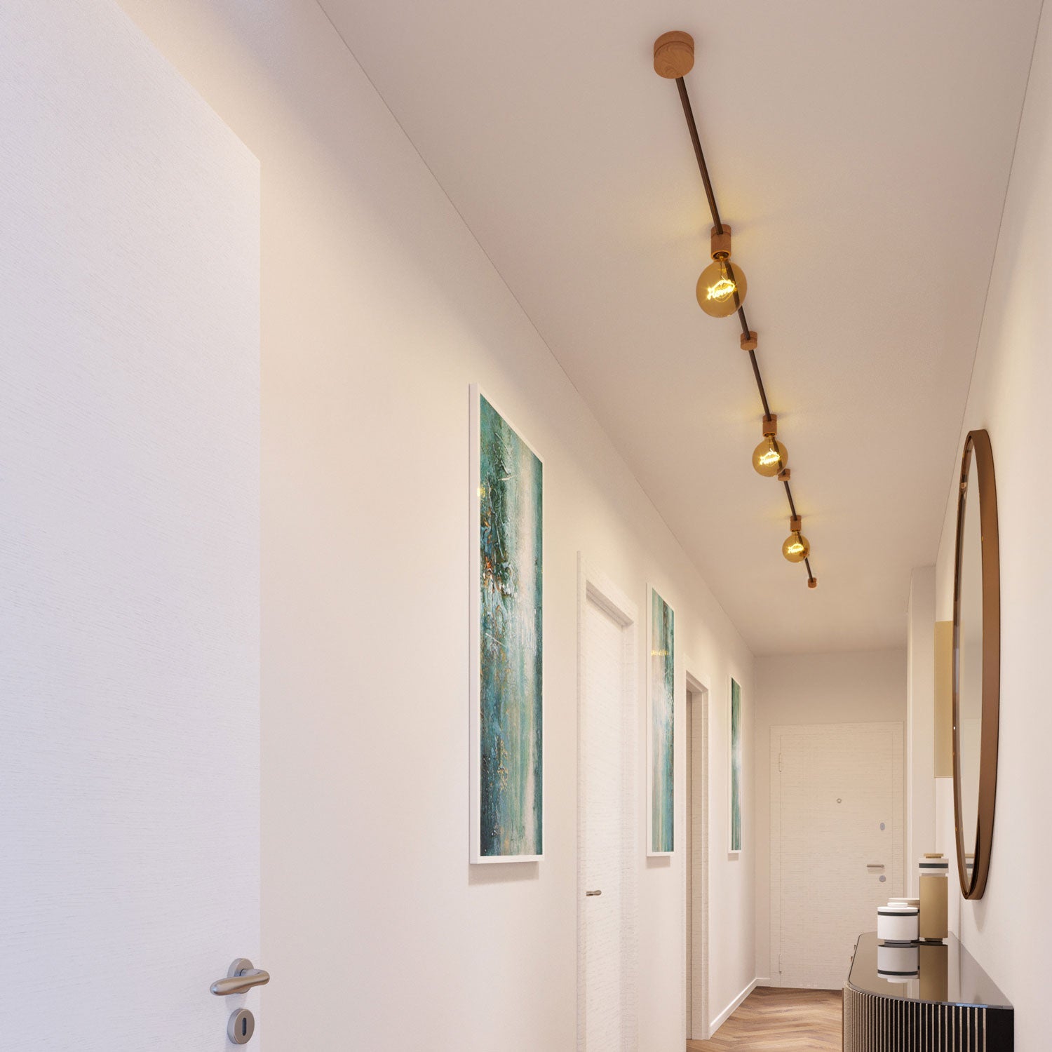 Sistema Filé Linear Kit - con cavo CZ22 di 5 m per catenaria e 7 componenti in legno per interni
