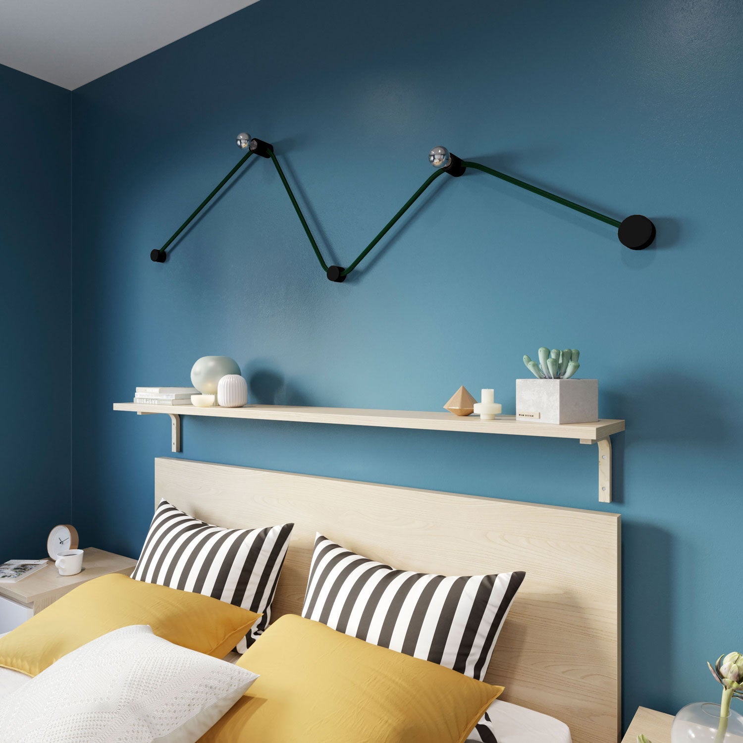 Sistema Filé Wiggle Kit - con cavo CM21 di 3 m per catenaria e 5 componenti in legno verniciato nero per interni