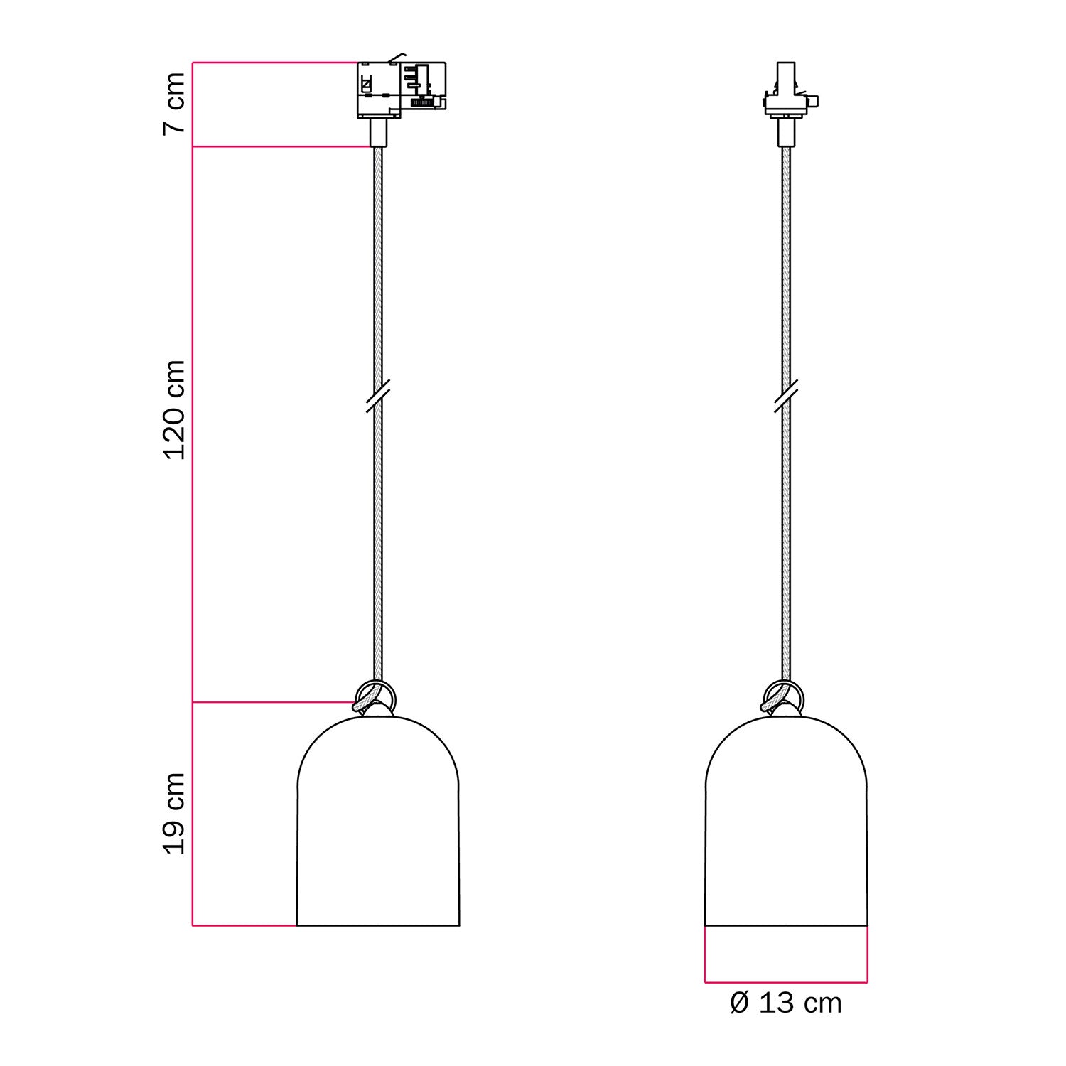 Sospensione per binario con paralume mini Campana in ceramica - Effetto verde rame