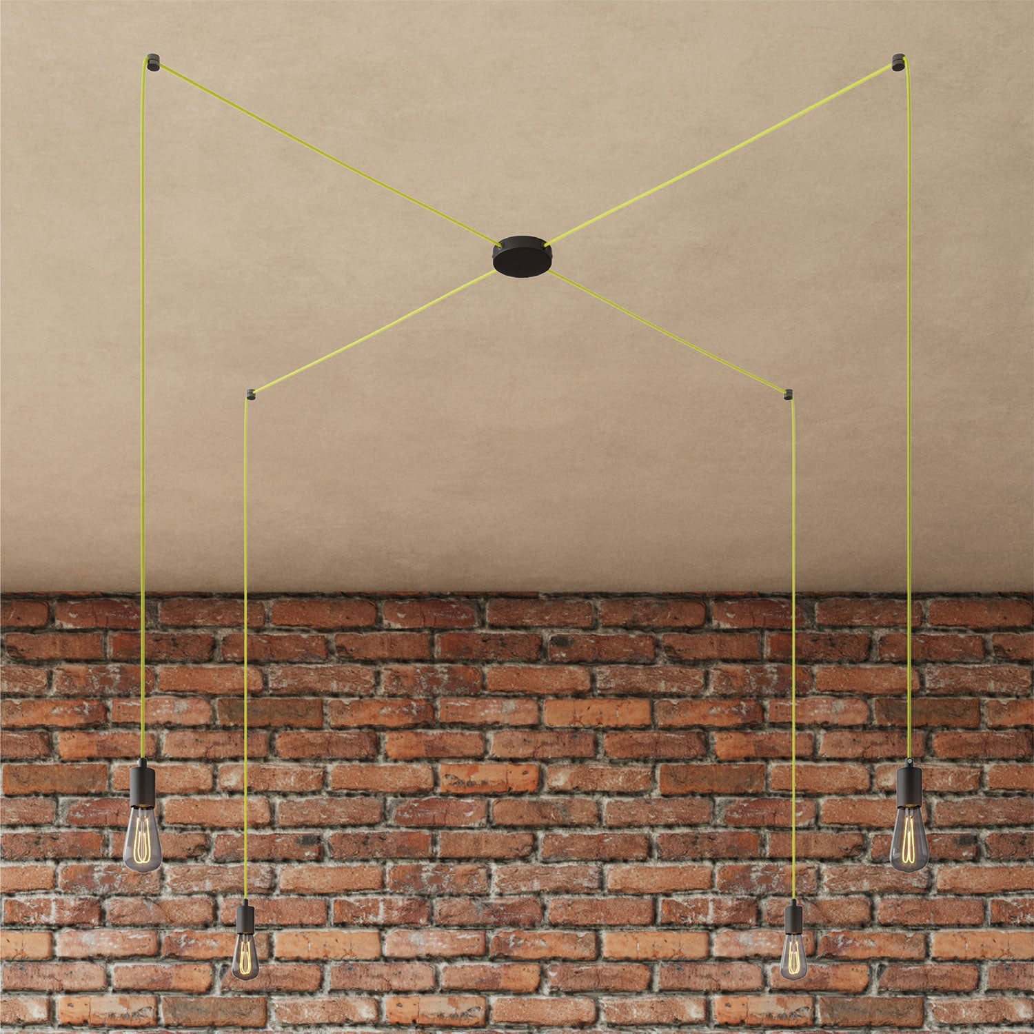 Spider - Lampada a sospensione multipla a 4 cadute con finiture in metallo - Nero