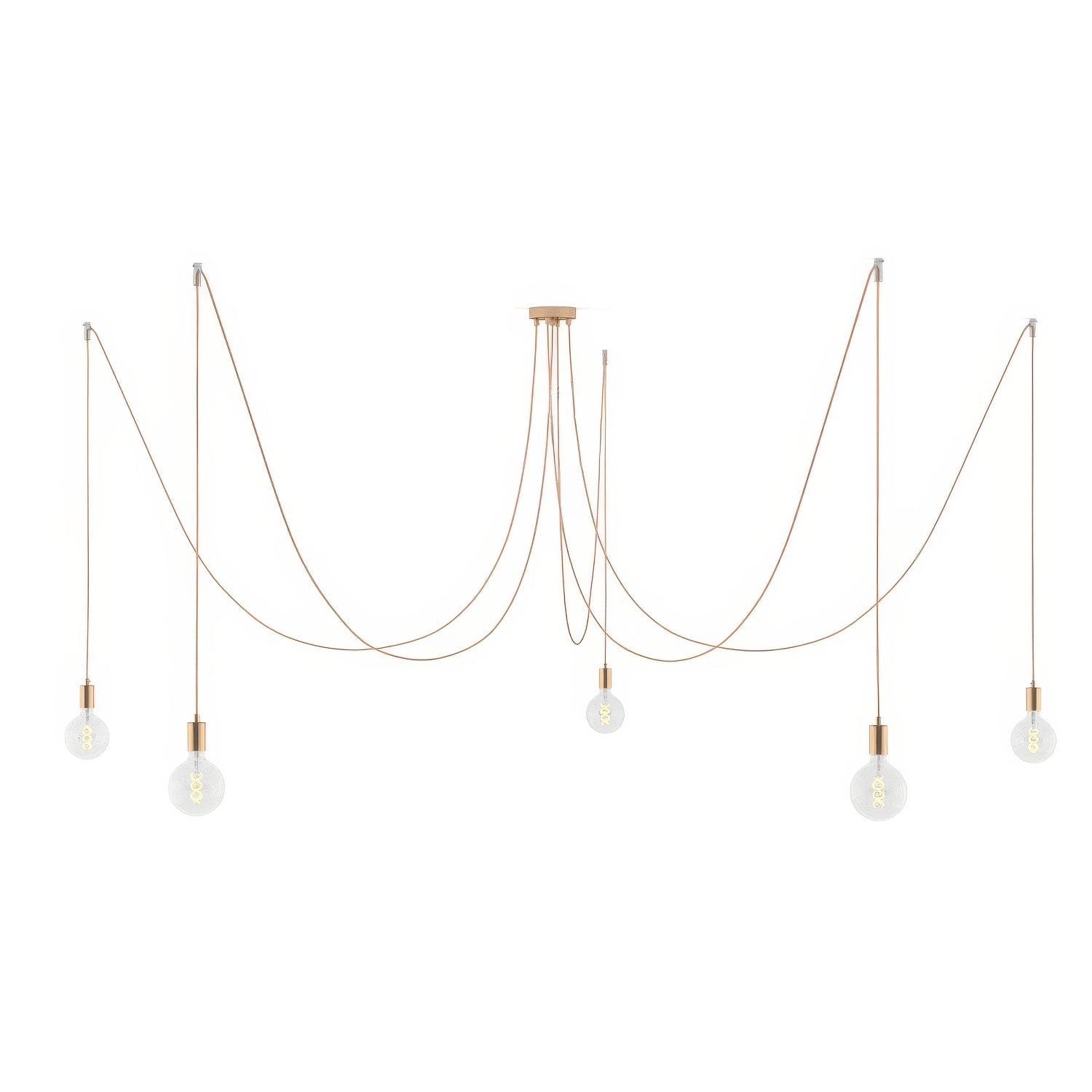 Spider - Lampada a sospensione multipla a 5 cadute con finiture in metallo - Rame